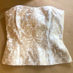 WHBM Cream and Gold Strapless Bustier size 4